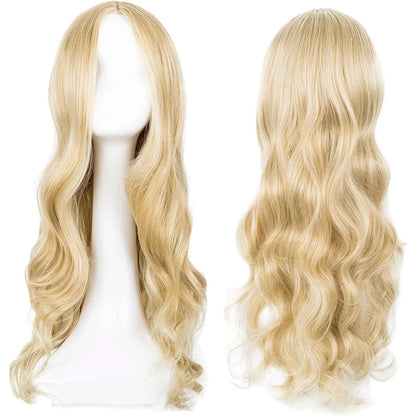 27 Inch Long Curly Synthetic Wig for Women - Black & Blonde Fancy Dress Wig, Glamorous Synthetic Hair