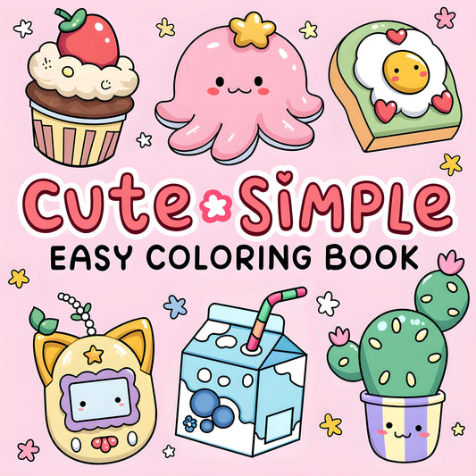 CUTE & SIMPLE Bold-Easy Coloring Book for Adults - Cute Drawing Book Gift for Birthdays & Parties
