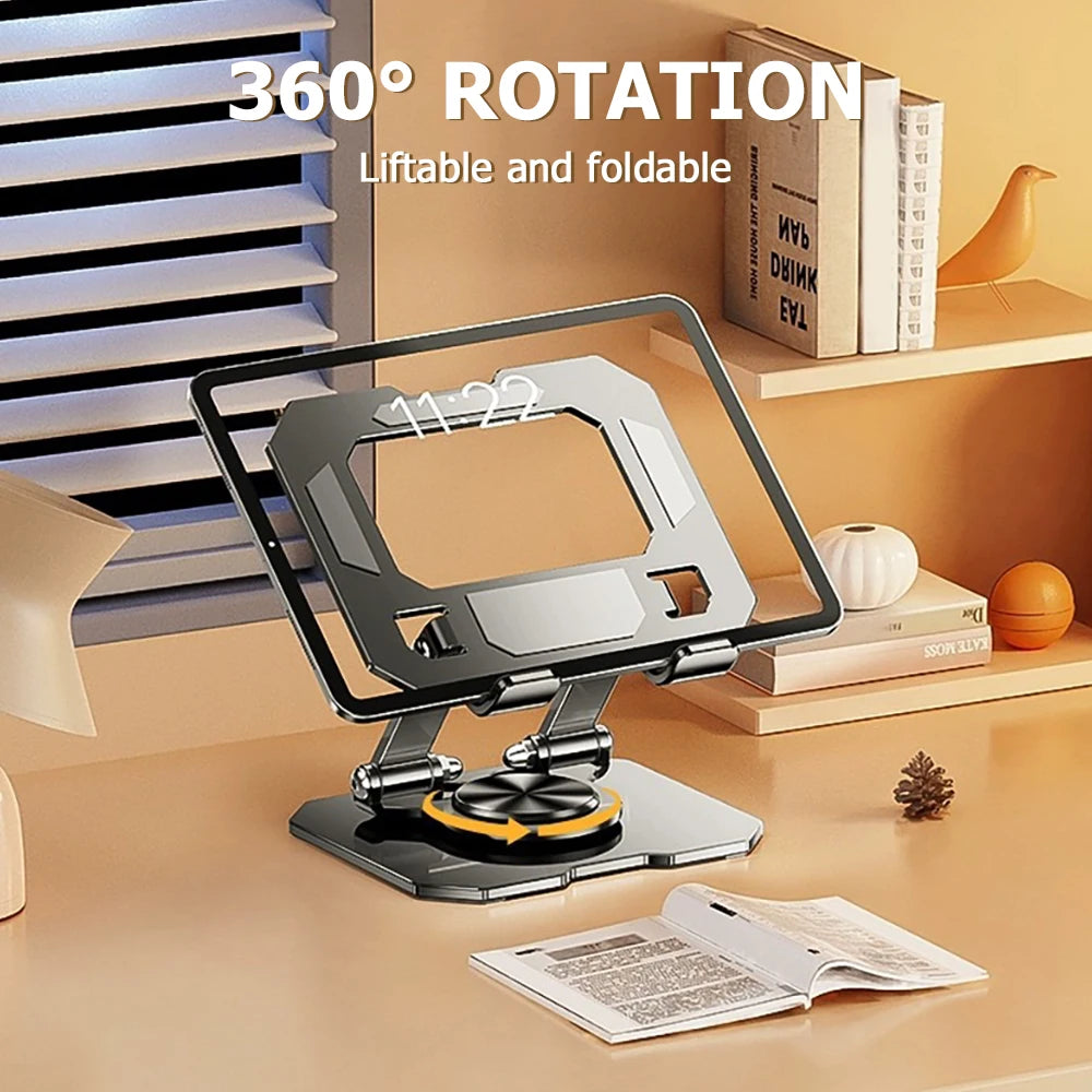 360° Rotatable Adjustable Tablet Stand — Foldable Desktop Holder for 4.7″–12″ iPad Pro/Air/Min & Tablets