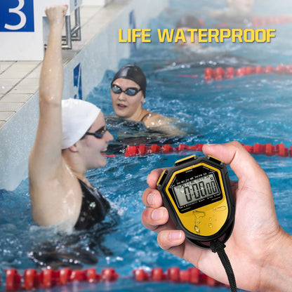 Classic Waterproof Digital Sports Stopwatch – Professional LCD Timer with String for Timing Events