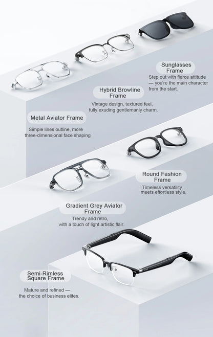 XIAOMI MIJIA Smart Audio Glasses Joyful Edition — Bluetooth 5.2, Detachable Headset, Long Standby, 2h Fast Charge, Anti-Leakage Sound