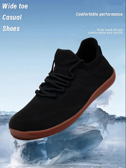 2025 Men's Wide-Toe Casual Shoes — Soft Sole Walking Sneakers, Breathable Mesh Comfortable Barefoot Shoes