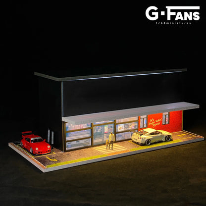 GFans 1:64 Scale Diorama Car Garage Model – LED Lighted Parking Lot DIY City Set for Collection & Display Gifts