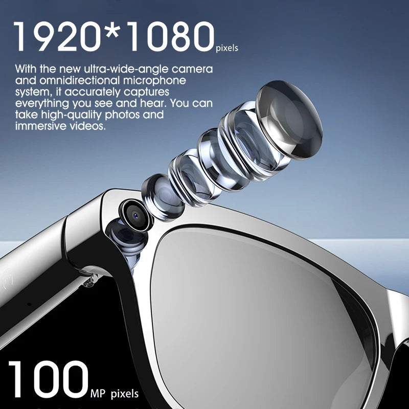 AI Smart Glasses with Camera — Bluetooth Calls, Voice Assistant, Navigation, Waterproof Smart Sports Wearable