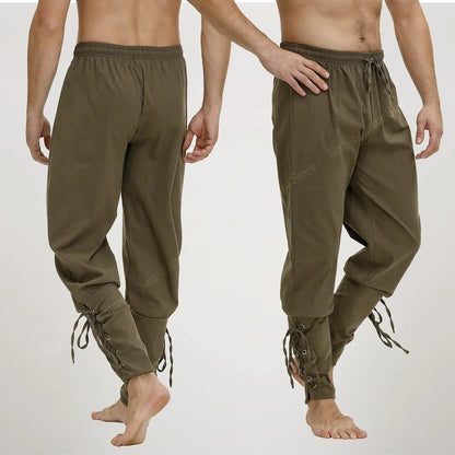 Men's Pirate Renaissance Pants – Medieval Drawstring Shorts for Halloween & Cosplay Costumes