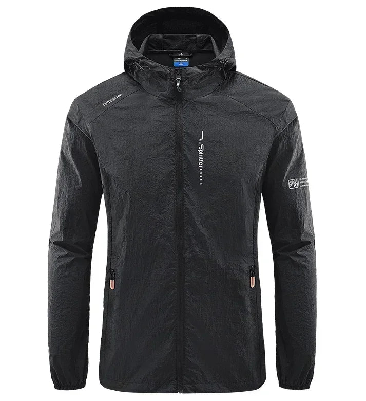 Men’s UPF 50+ UV Protection Jacket - Quick-Dry Lightweight Hooded Windbreaker for Hiking, Fishing and Cycling