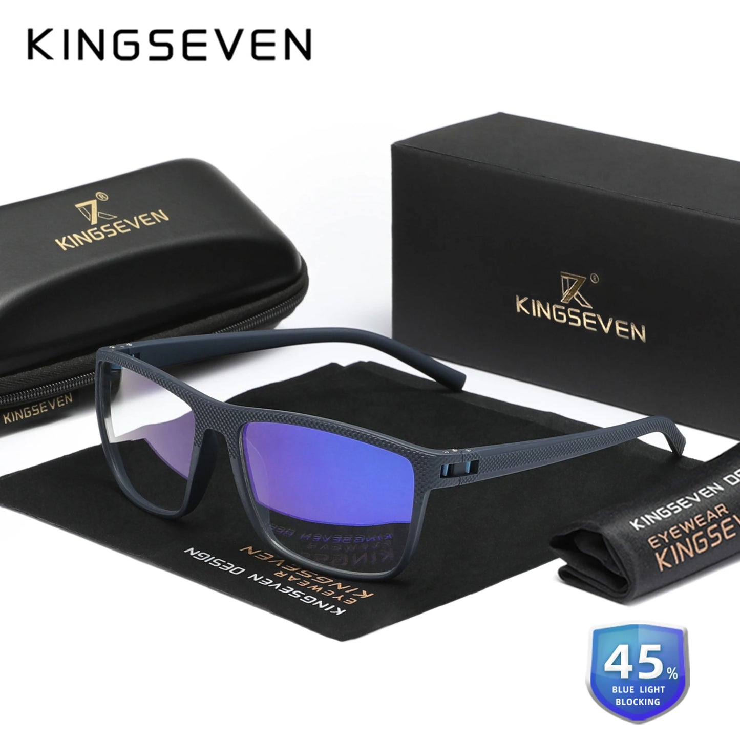 99% Blue Light Blocking Glasses — KINGSEVEN Transparent Lens Computer Eyeglasses
