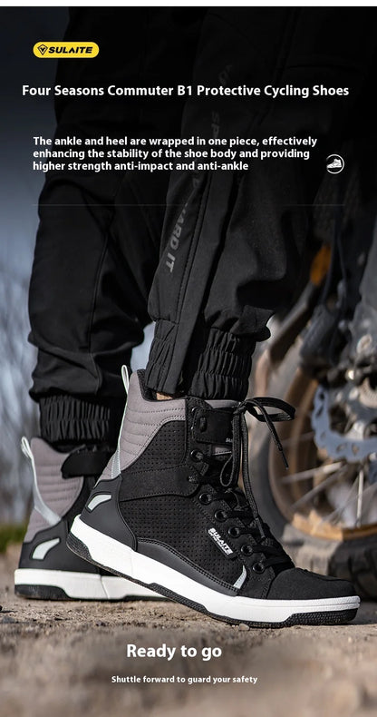 Motorcycle Riding Shoes - Breathable High-Cut, Anti-Fall, Anti-Slip Knight Boots, Parkour Shoes, All-Season Casual Motorcycle Boots