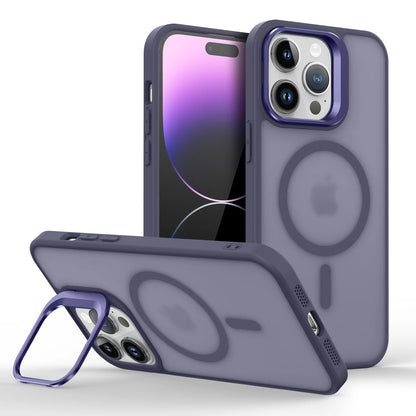 Magnetic Metal Lens Stand for iPhone 11–17 – MagSafe Compatible Matte Wireless Charging Case Holder