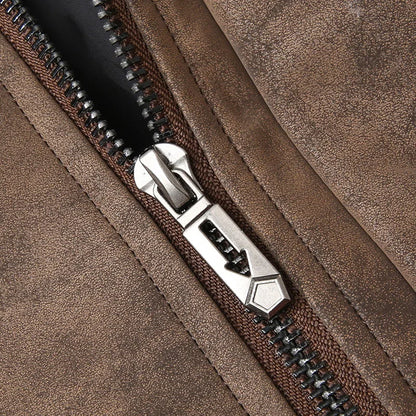 Men’s Suede Leather Jacket - Waterproof Oversized Moto Windbreaker Coat in Plus Sizes