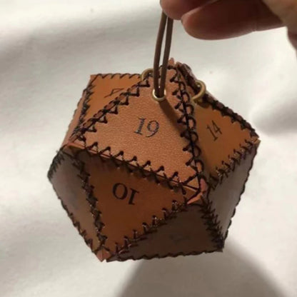 New D20 Dice Bag - Polygonal Leather Storage Box with Reinforced Drawstring for Daily Use & Gift