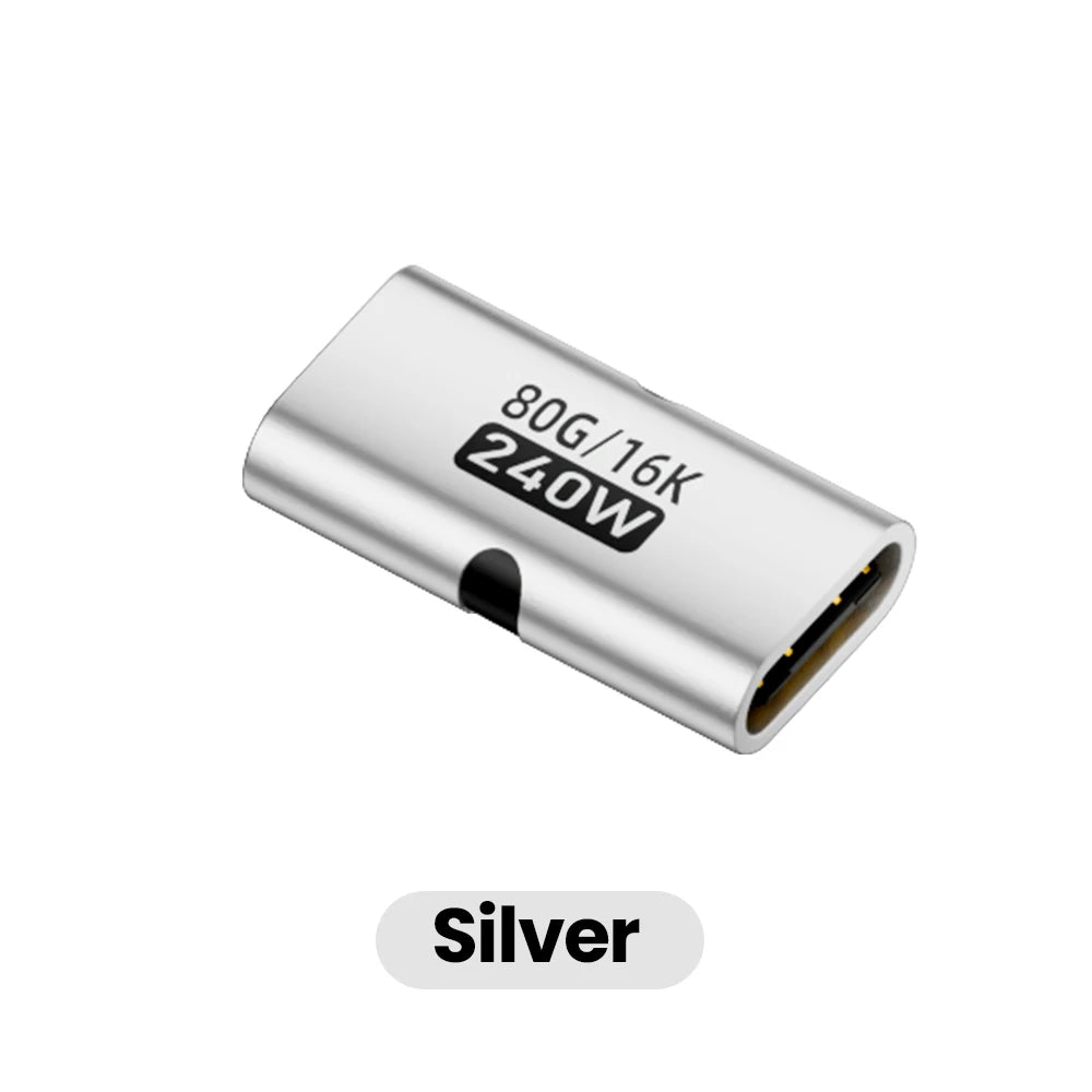 USB-C Female-to-Female Adapter – PD 3.1 240W Fast Charging, 80Gbps Data Transfer, 16K 60Hz Video Support Connector