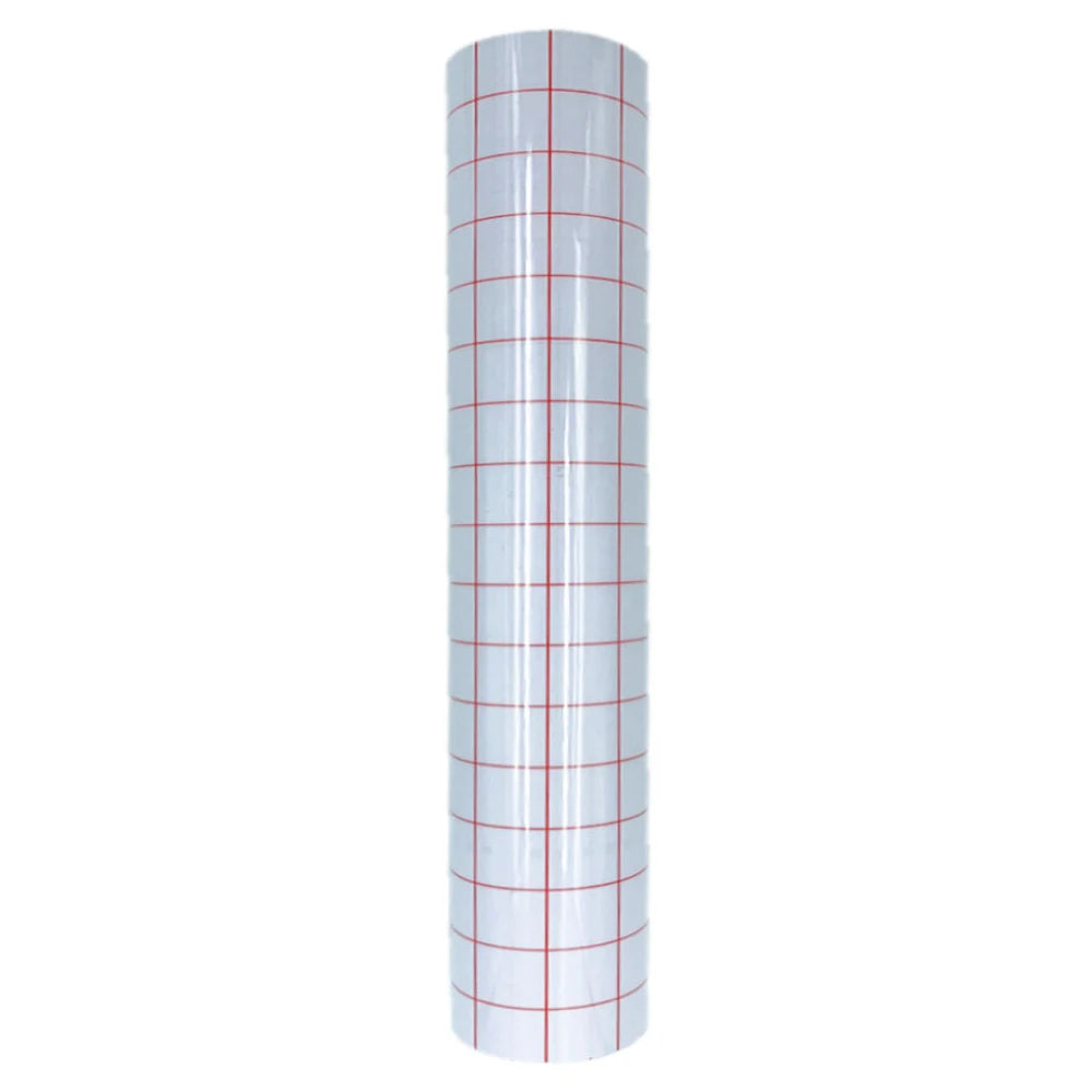 12 x 196 Inch Clear Vinyl Application Tape – Blue/Red Grid Transfer Paper for Car, Wall, and Craft Decals