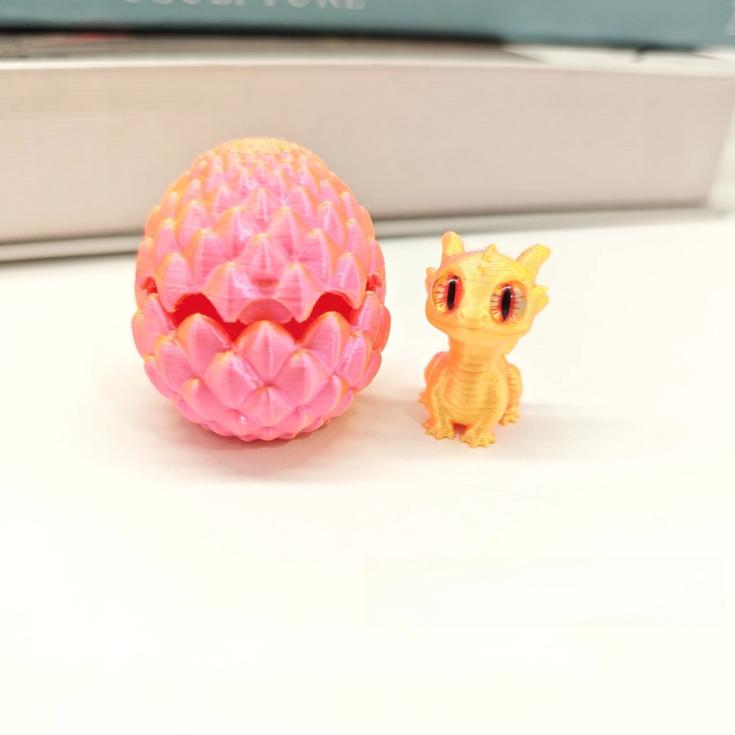 3D Printed Dragon Egg Figures – Mini Dragon Fidget Toy with Simulation Eyes, Desktop Decor & Kids Gift