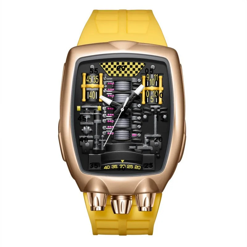 Alien Y2K Transparent Quartz Watch - Creative Hollow Case Design Fashion Men's Wristwatch with Unique Retro Style