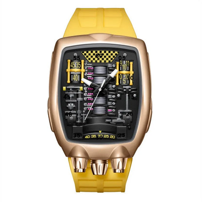 Alien Y2K Transparent Quartz Watch - Creative Hollow Case Design Fashion Men's Wristwatch with Unique Retro Style