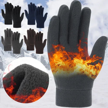 Winter Thermal Fleece Gloves - Thick Warm Windproof Full Finger Gloves for Men and Women Running Skiing Cycling Outdoor Activities
