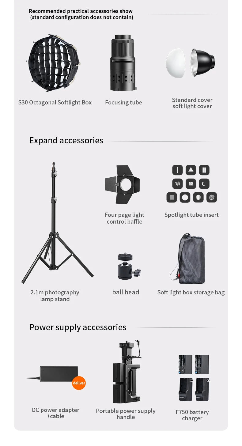 80W Dual Color Temperature COB Photography Light - Professional LED Video Light, Portable Handheld Fill Light with Mini Bowens