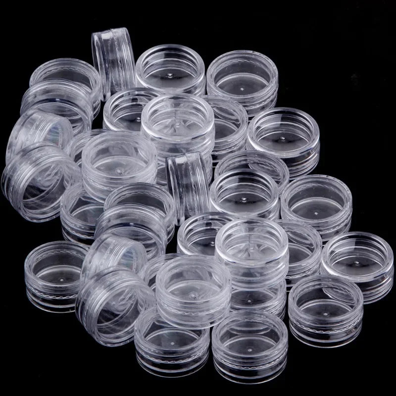 10/20/30/50PCS Empty Refillable Plastic Cosmetic Jars – Small Round Bead & Jewelry Storage Containers Portable Travel Bottles