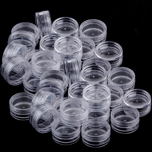 10/20/30/50PCS Empty Refillable Plastic Cosmetic Jars – Small Round Bead & Jewelry Storage Containers Portable Travel Bottles