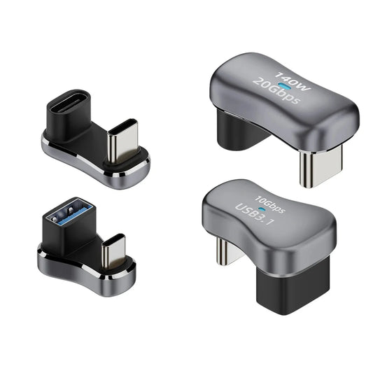 180° Angle USB-C Adapter – 20Gbps PD 140W Charging U-Shape Converter for Steam Deck Accessories