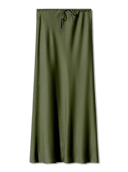 Women’s Long Satin Maxi Skirt – Luxury Shiny High Waist Straight Fit Elegant Skirt for Spring Summer Casual Fashion