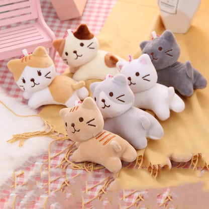 Six-Color Cute Cartoon Cat Plush Pendant - Tilt-Head Kitten Doll for Backpacks, Christmas, Halloween, and Gifts