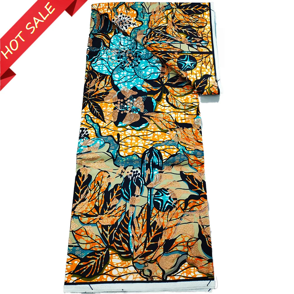 Original African Wax Print Fabric - 6 Yards 100% Cotton Nigerian Ankara Sewing Material for Women’s Dresses