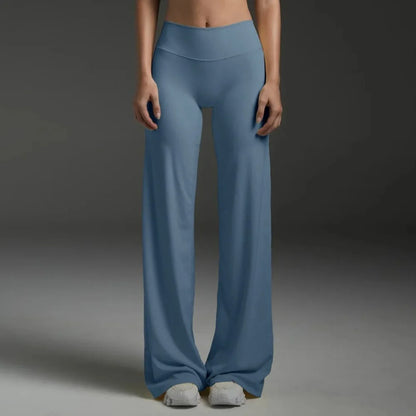 Women's Straight Leg Yoga Pants - Mid-Waist Naked-Feel Pilates & Running Trousers
