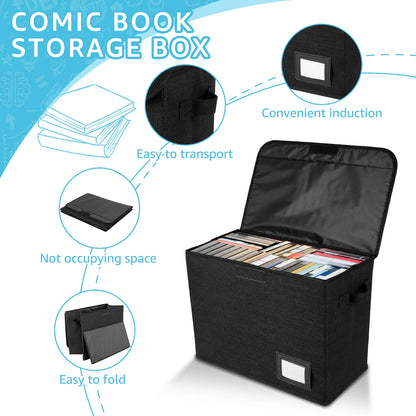 Foldable Clothing Storage Box with Lid – Washable Multi-Purpose Organizer Bin with Handle for Home, Office & Comic Book Storage