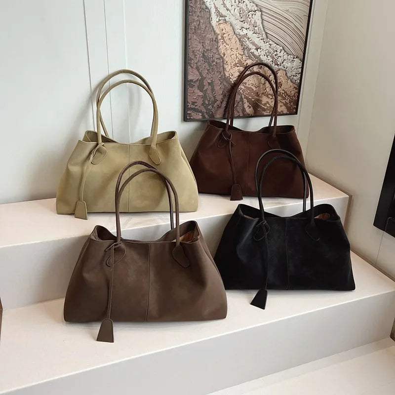 2025 Women’s Faux Suede Handbag – High-Quality, Versatile Large Capacity Shoulder Bag