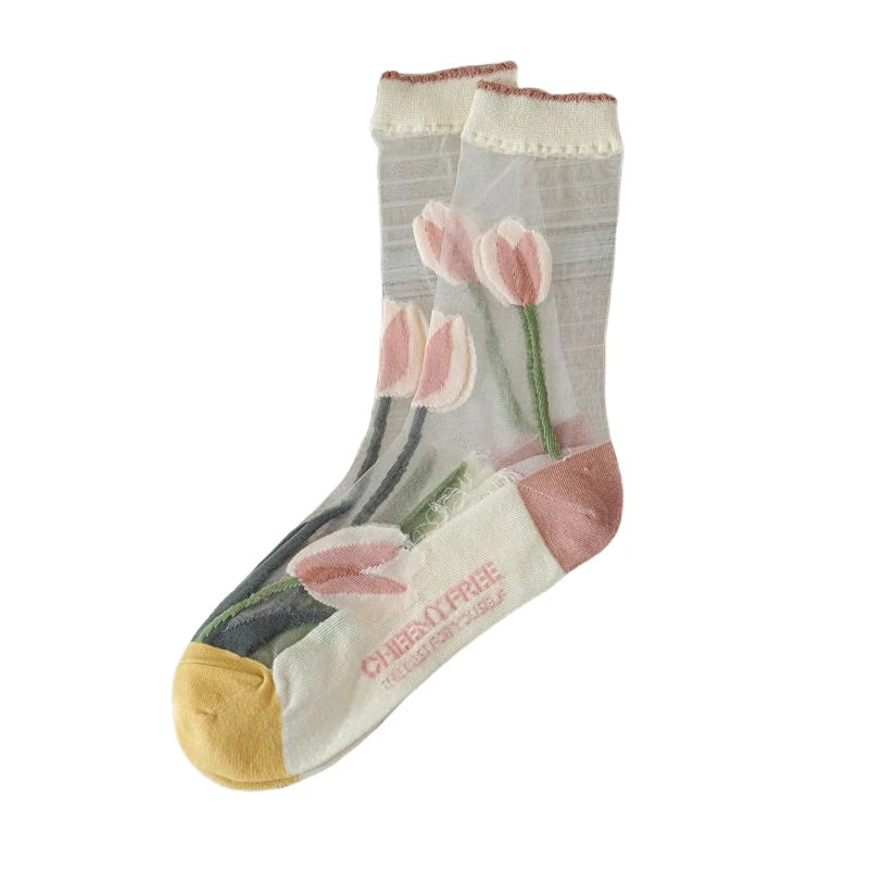 Step into Style: Summer Breathable Fashion Socks for Women - Trendy Casual Korean Style with Cute Transparent Lace, Sweet Addition to Your Outfit