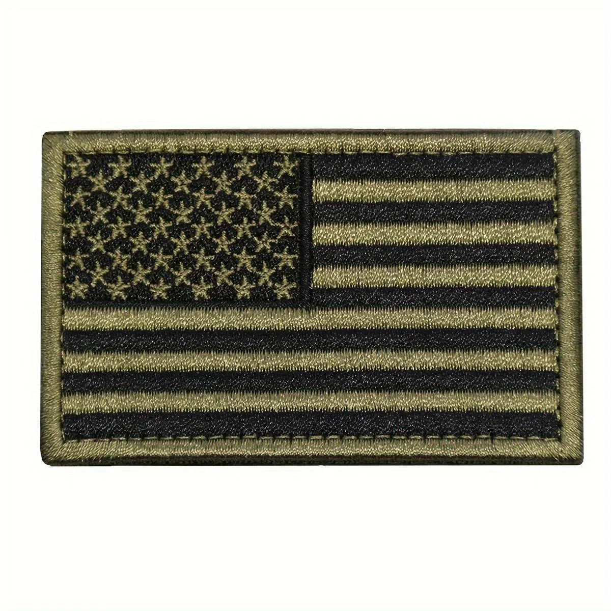 2pcs USA Flag Embroidered Patch Set - Black & Army Green/Gray American Flag Patches for Hats, Jackets & Backpacks