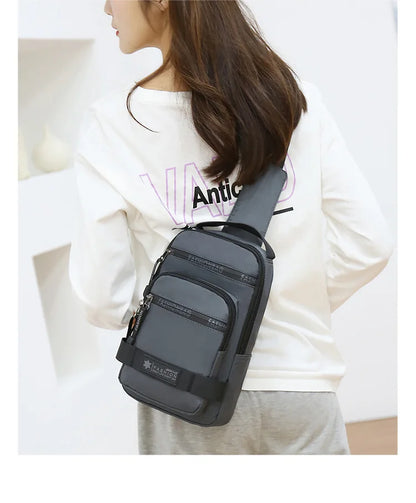 Men’s Chest Bag – Large Capacity Lightweight Nylon Crossbody Shoulder Backpack for Travel, Korean Style