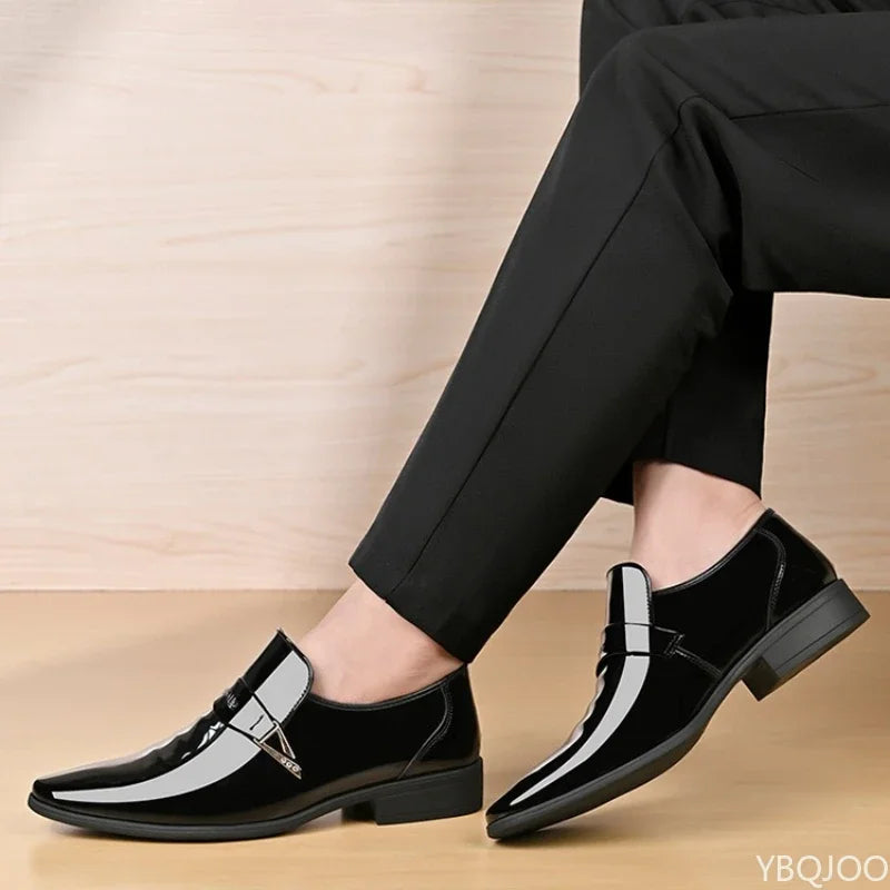 Men’s Pointed Toe Formal Shoes - Comfortable Low-Cut Office Wedding and Daily Dress Shoes for Large Sizes