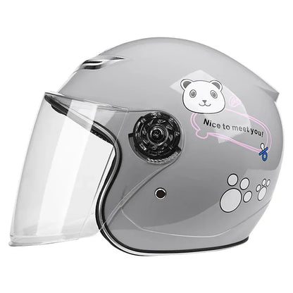 Children's Helmet with Cute Cartoon Pattern – Anti-Fall Open Face Safety Helmet for Kids, Four Seasons Motorcycle Protection
