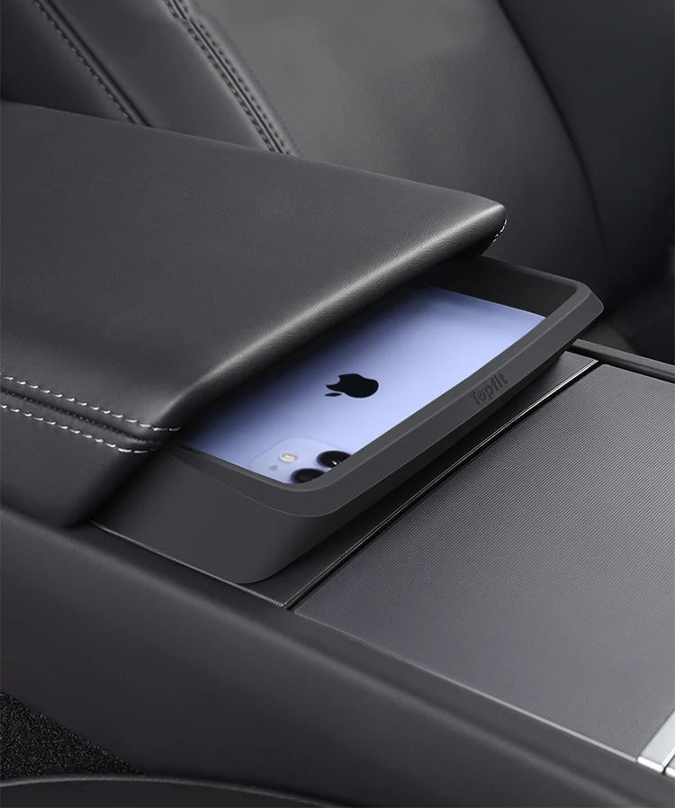 Central Armrest Storage Box for Tesla Model Y/3/3 Highland – Multi-Functional Glasses & Phone Organizer Case, 2024 Accessory