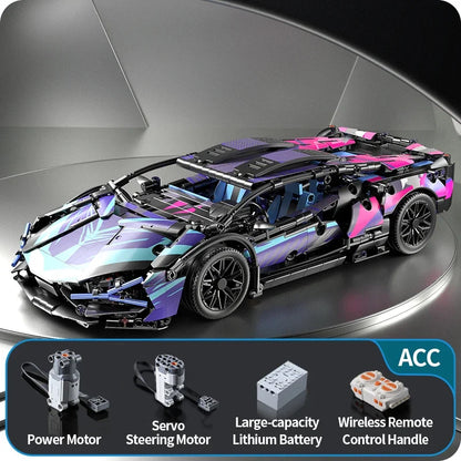 1280PCS Technical Racing Sports Car Building Blocks – Mechanical Supercar Model Kit Puzzle Toy for Kids & Adults Gift