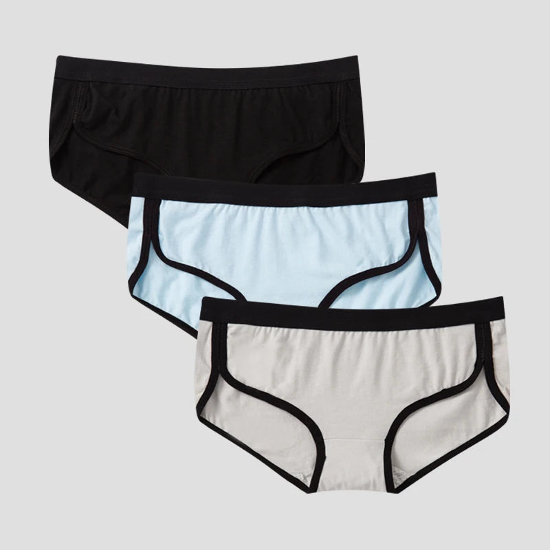 BANNIROU 3Pcs Women’s Cotton Briefs - Soft Breathable Low-Rise Sports Fitness Panties & Everyday Lingerie Underwear