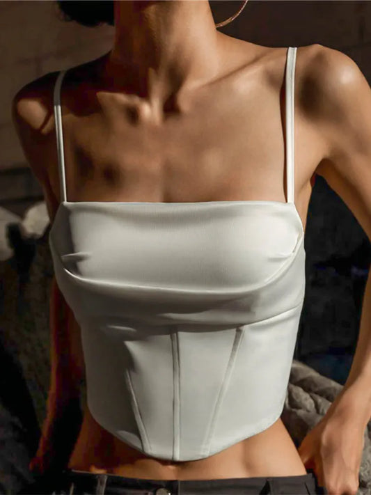 Backless Bandage Crop Top: Spaghetti Strap Sexy Skinny Tank Top - Summer Elegant Lace-Up Party Streetwear for Women Camis