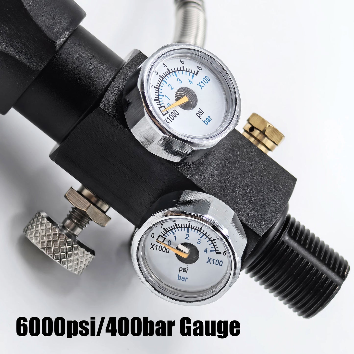 HPA Compressed Air Tank Charging Valve – Scuba Filling Station Hose with Gauge (20in, M18x1.5 or 5/8"-18UNF, 4500Psi/300Bar)