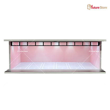 1:64 Scale Garage Scene Model with Lights – Assembled Parking Lot Diorama for Miniature Car Display