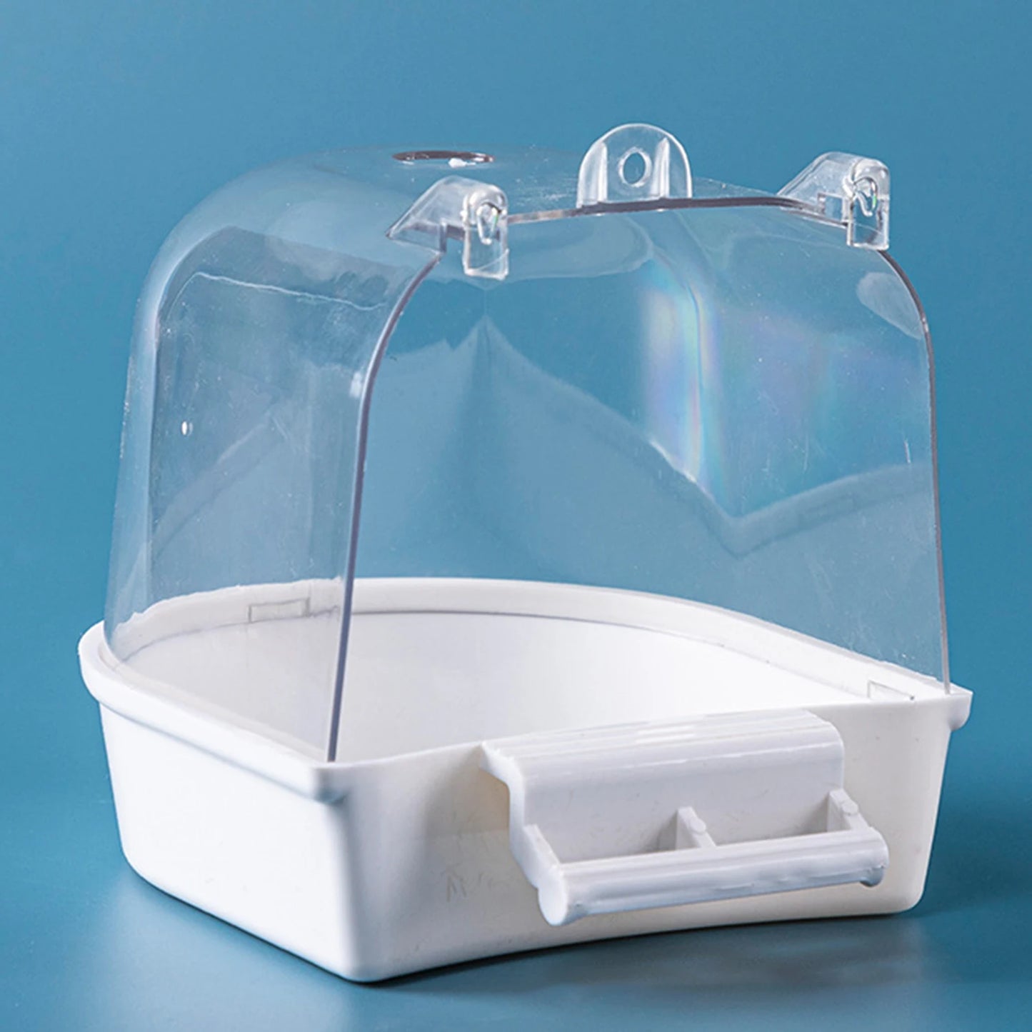 Easy-to-Install Pet Bird Bath Box Shower - Water Bowl Caged Parrot Bathing Tub for Small Birds like Budgerigars, Lovebirds, and Canaries