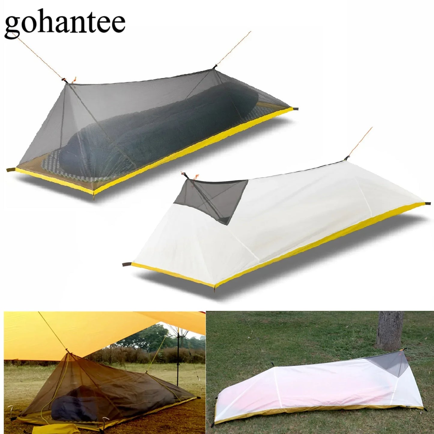 Ultralight 1-Person Camping Tent – 230g/260g Summer Mesh Tent, 40D 210T Nylon, Ventilated Inner Tent with Mosquito Net, 3-4 Season