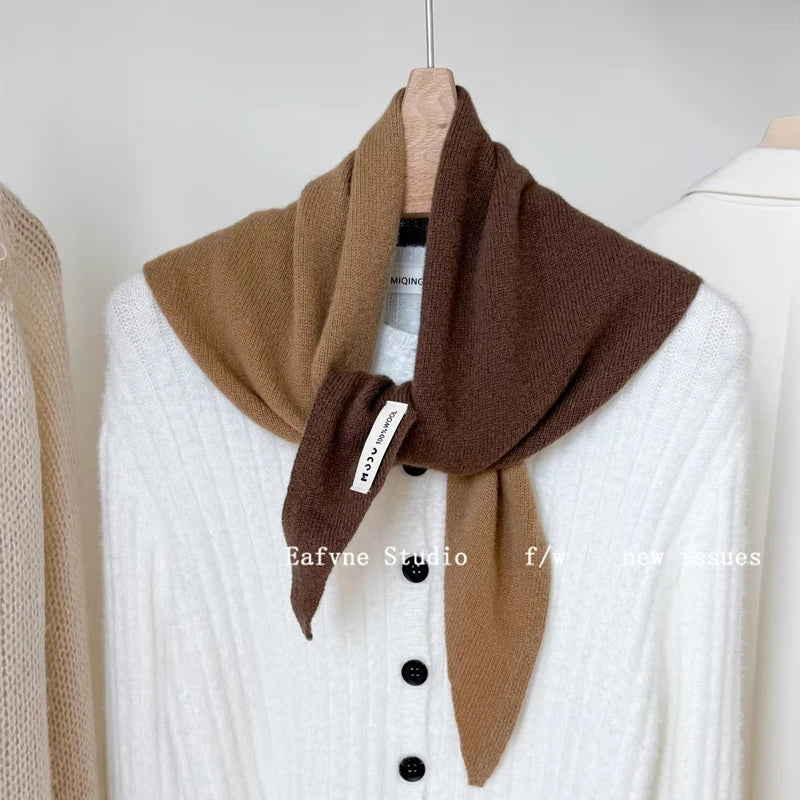 Women’s Wool Triangle Scarf – Multi-Functional Knitted Headscarf