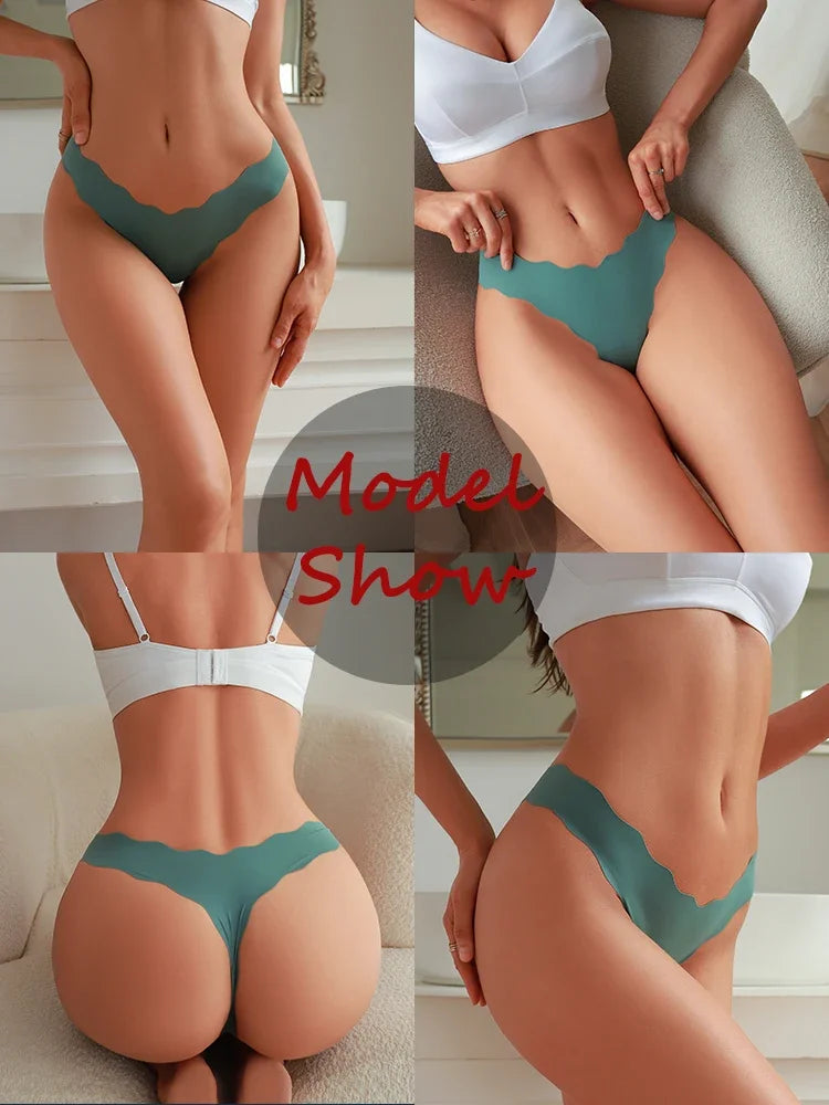 8Pcs Women’s Seamless G-String Panties - Ice Silk Elastic Thong Underwear Set for Comfort & Everyday Wear