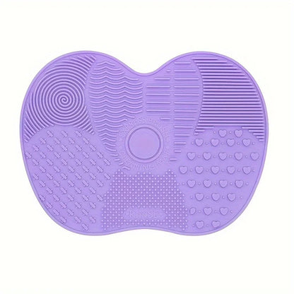 Apple-Shaped Silicone Makeup Brush Cleaner Pad - Suction Cup Cosmetic Tool Cleaning Mat