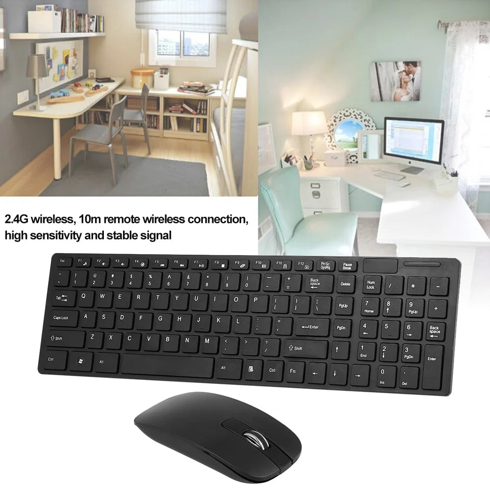 K-06 2.4G Wireless Keyboard and Mouse Combo – Plug and Play Black Set for Laptop