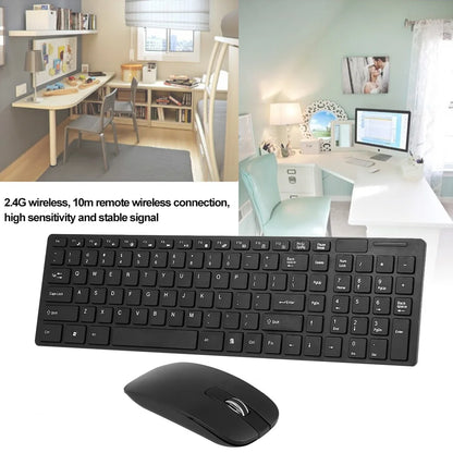 K-06 2.4G Wireless Keyboard and Mouse Combo – Plug and Play Black Set for Laptop
