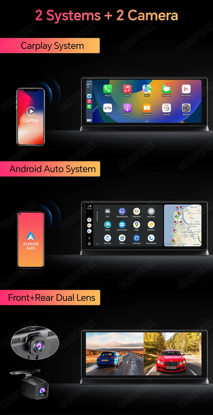 K2 Pro 11.3" 4K Dash Cam — Car DVR with Wireless CarPlay, Android Auto, 5G WiFi & GPS Navigation